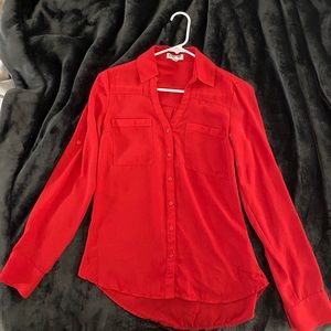 Express Portofino Slim Fit Red Blouse